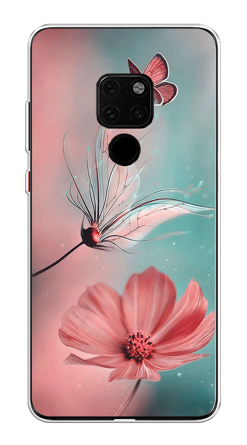 

Чехол на Huawei Mate 20 "Бабочка и цветок", Голубой;розовый, 66850-1