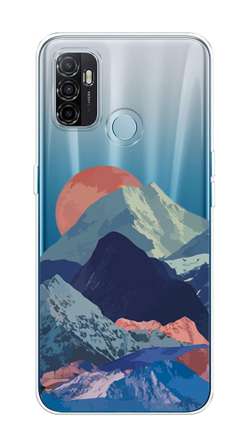 

Чехол на Oppo A53 "Закат в снежных горах", Красный;серый;голубой, 254350-2