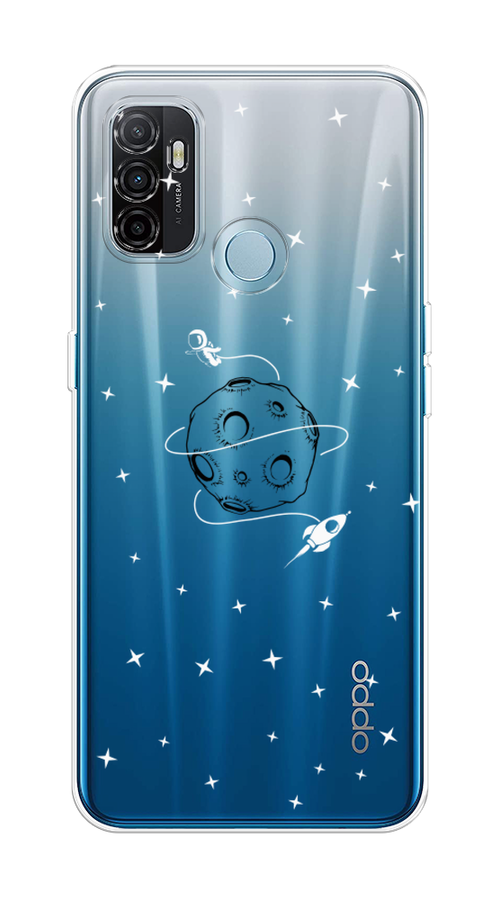 

Чехол на Oppo A53 "Полет вокруг луны", Белый;серый;черный, 254350-2