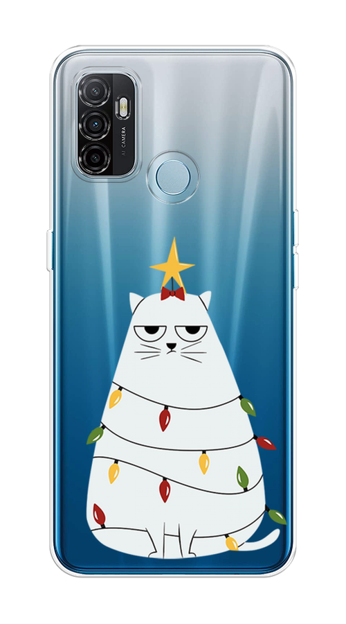 

Чехол на Oppo A53 "Котик в гирлянде", Белый;красный;желтый, 254350-1