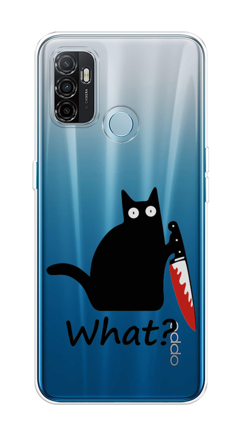 

Чехол на Oppo A53 "Котик с ножом", Черный;красный, 254350-6