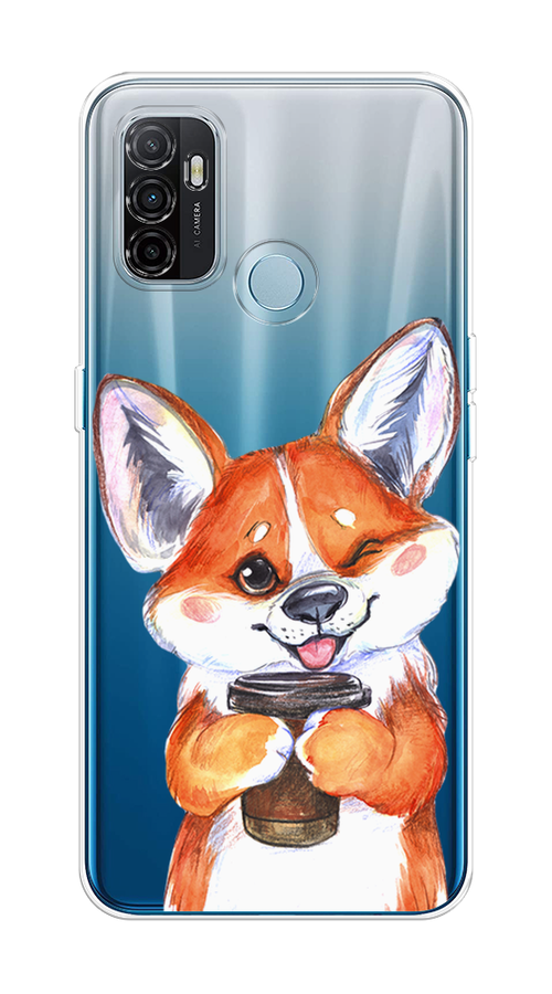 

Чехол на Oppo A53 "Корги с кофе", Оранжевый;белый, 254350-4