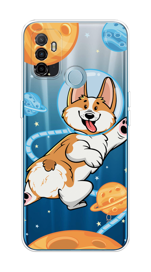 

Чехол на Oppo A53 "Корги-космонавт", Голубой;бежевый;белый, 254350-1