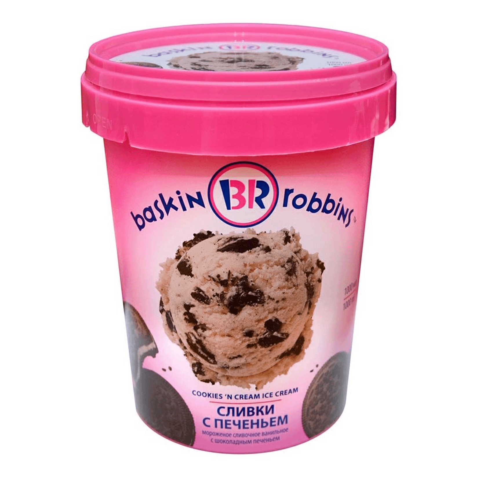 

Мороженое сливочное Baskin Robbins Сливки с печеньем ванильное БЗМЖ 600 г