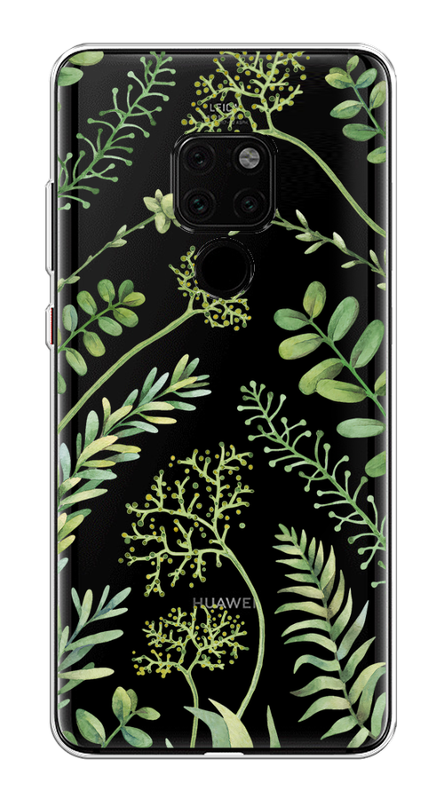 

Чехол на Huawei Mate 20 "Green Leaves", Зеленый;прозрачный, 66850-1