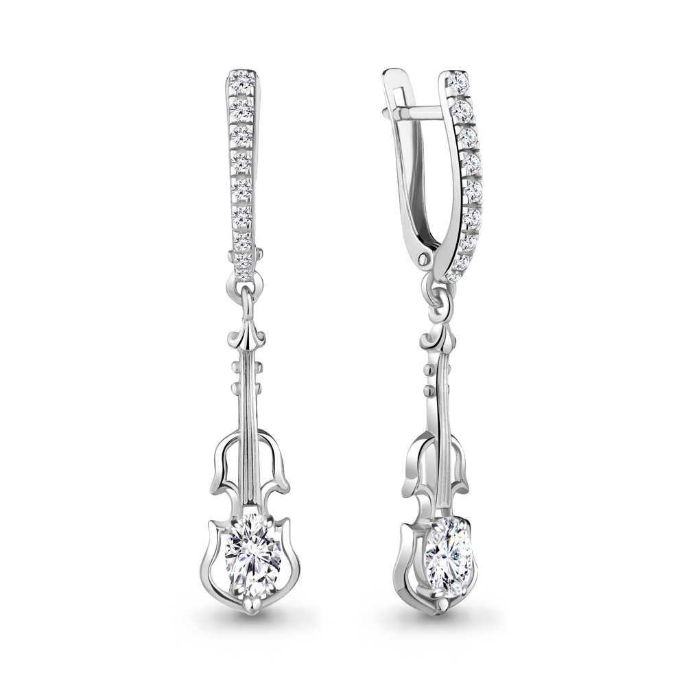 

Серьги подвески из серебра с фианитом Aquamarine 48407А_925_р, 48407А_925_р