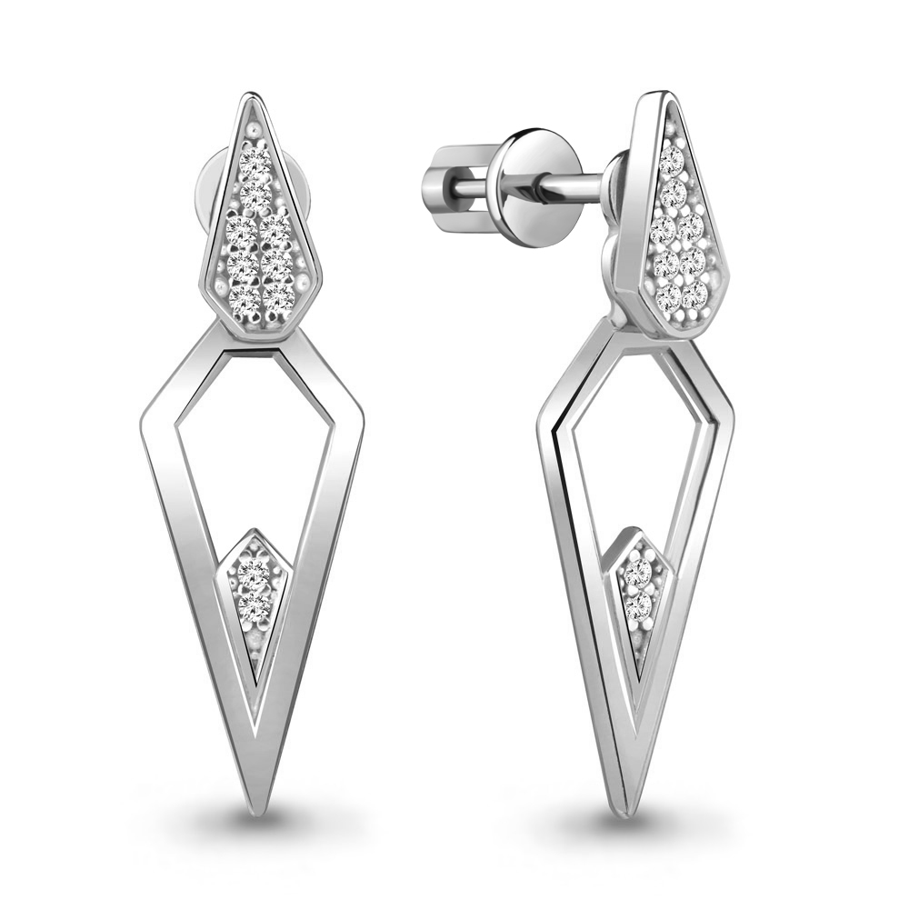 

Серьги джекеты из серебра с фианитом Aquamarine 48414А_925_р, 48414А_925_р