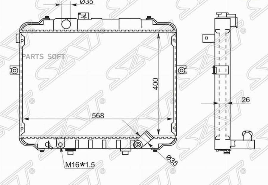 

Радиатор Hyundai H100 93-03 / Porter 98-10 Sat HY0011