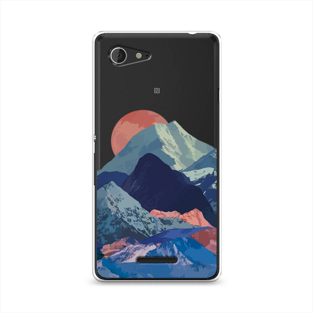 

Чехол на Sony Xperia E3 "Закат в снежных горах", Красный;серый;голубой, 52750-2