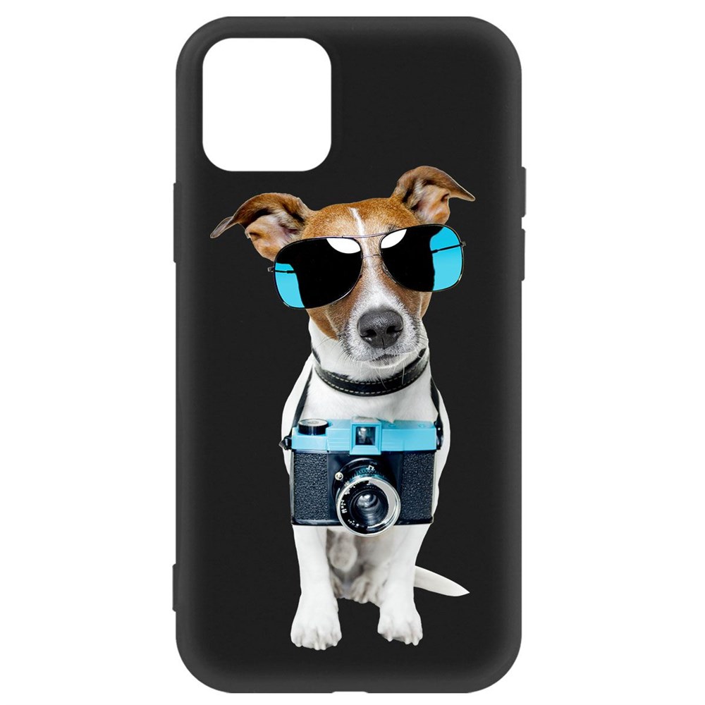 фото Чехол-накладка krutoff soft case пес-турист для iphone 11 pro черный