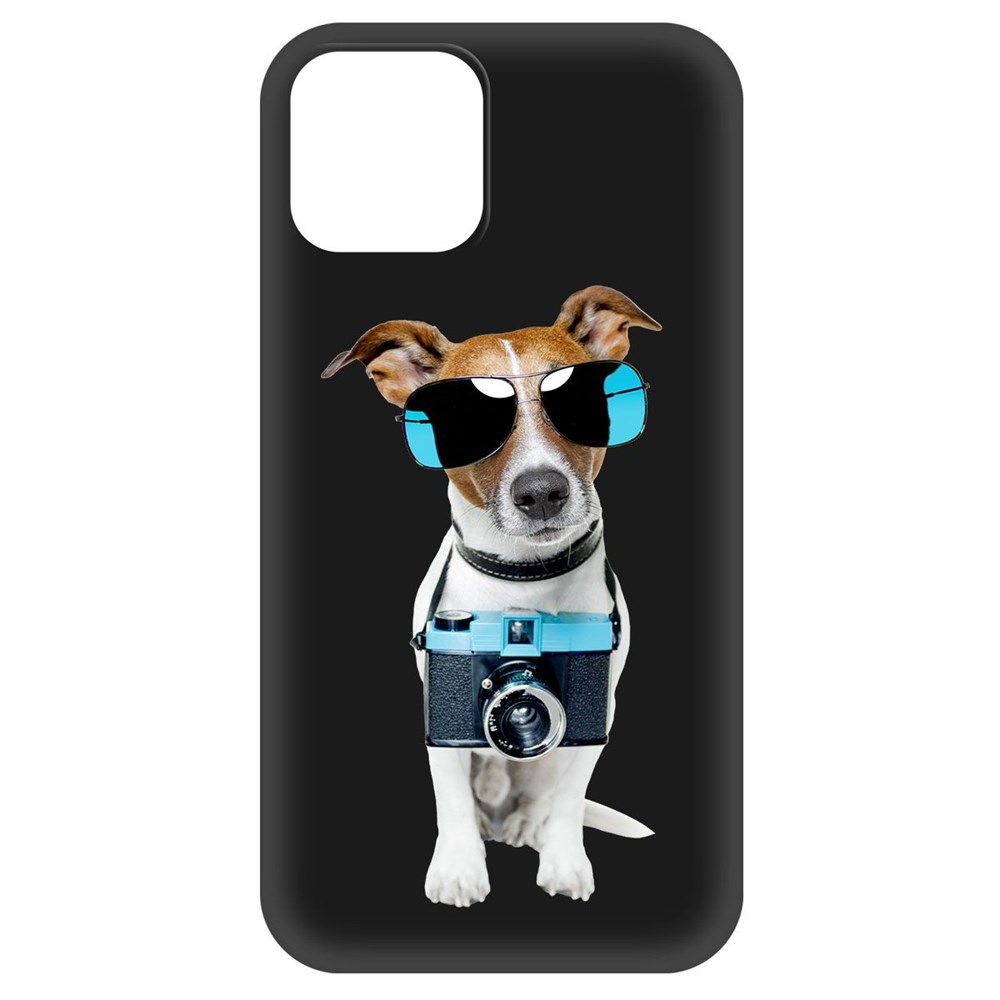фото Чехол-накладка krutoff soft case пес-турист для iphone 12 mini черный
