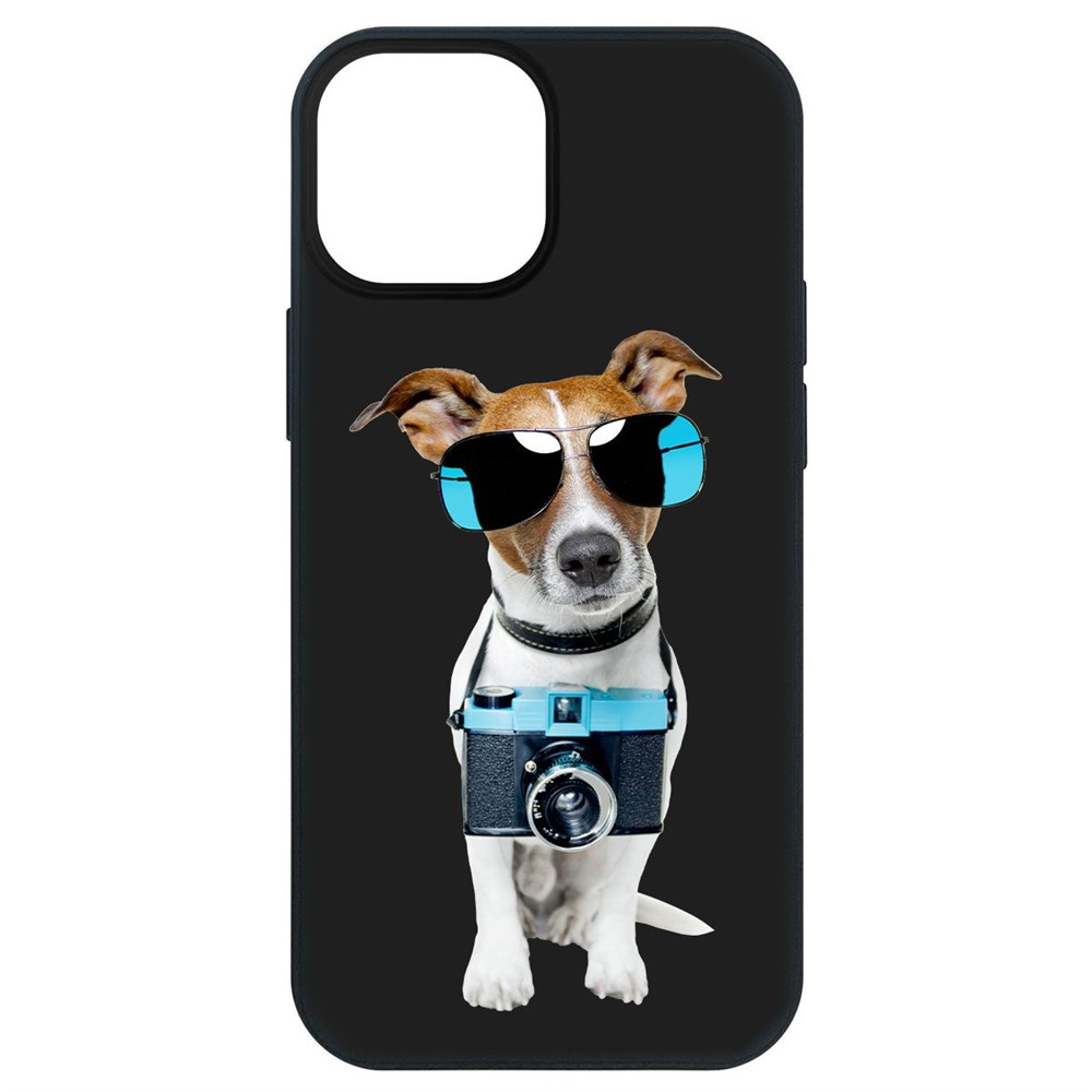 

Чехол-накладка Krutoff Soft Case Пес-турист для iPhone 13 mini черный