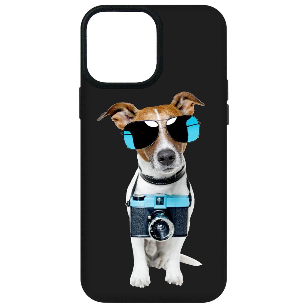 фото Чехол-накладка krutoff soft case пес-турист для iphone 13 pro max черный