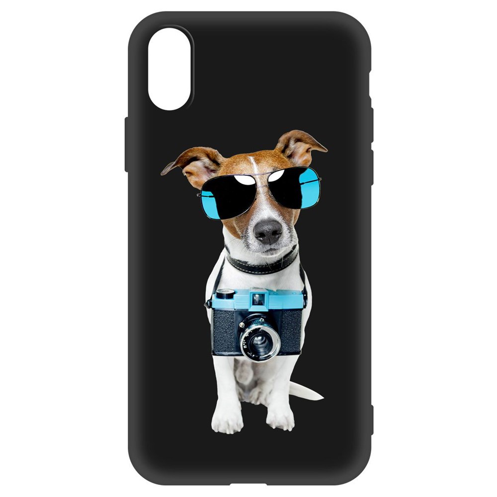фото Чехол-накладка krutoff soft case пес-турист для iphone x/xs черный