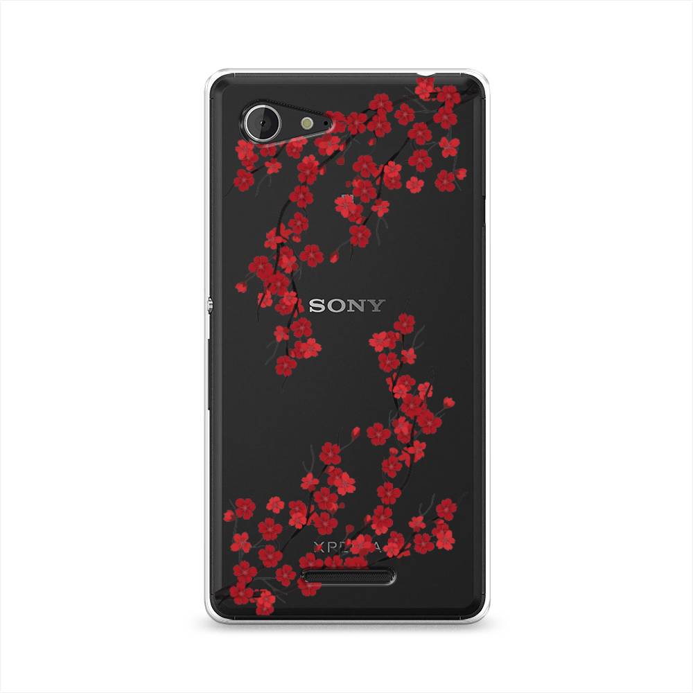 

Чехол на Sony Xperia E3 "Красная сакура", Красный;черный, 52750-2