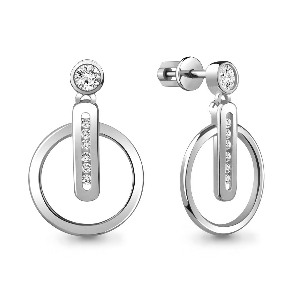 

Серьги подвески из серебра с фианитом Aquamarine 48416А_925_р, 48416А_925_р