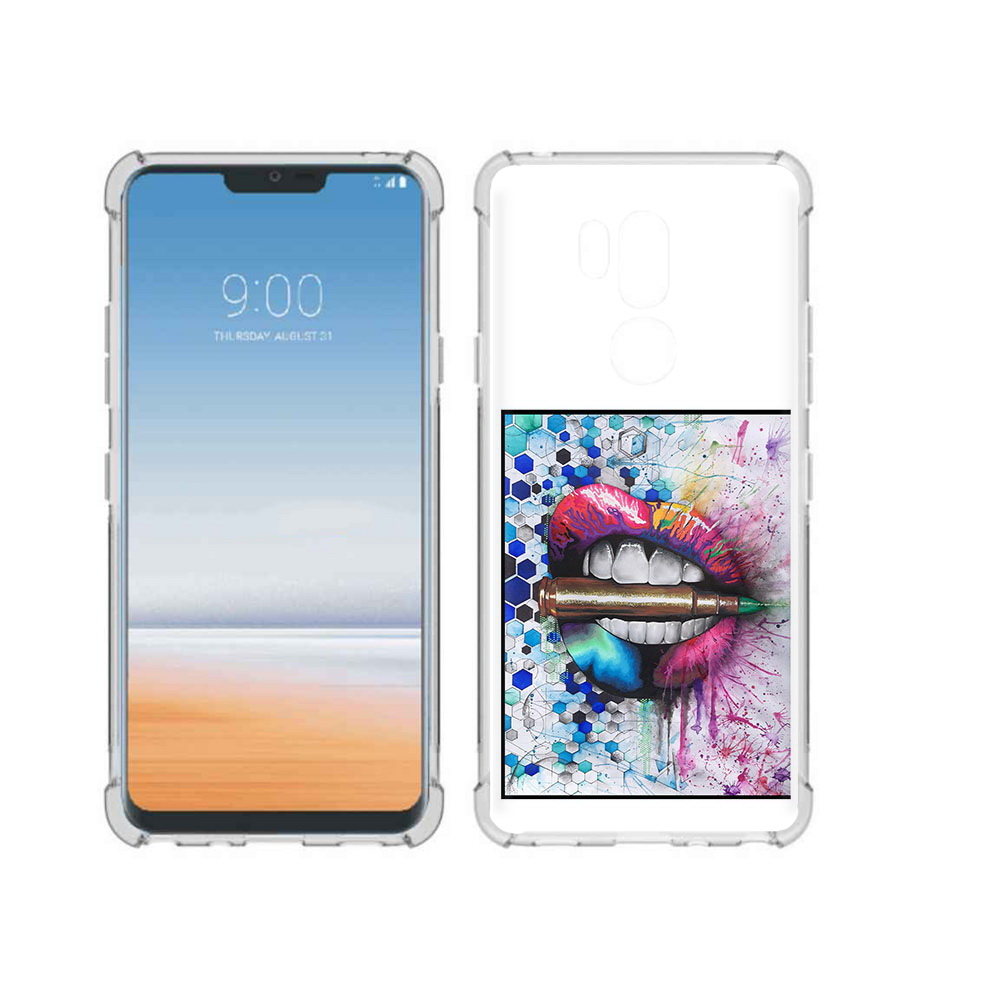 

Чехол MyPads Tocco для LG G7 ThinQ разноцветные губы с пулей, Прозрачный, Tocco