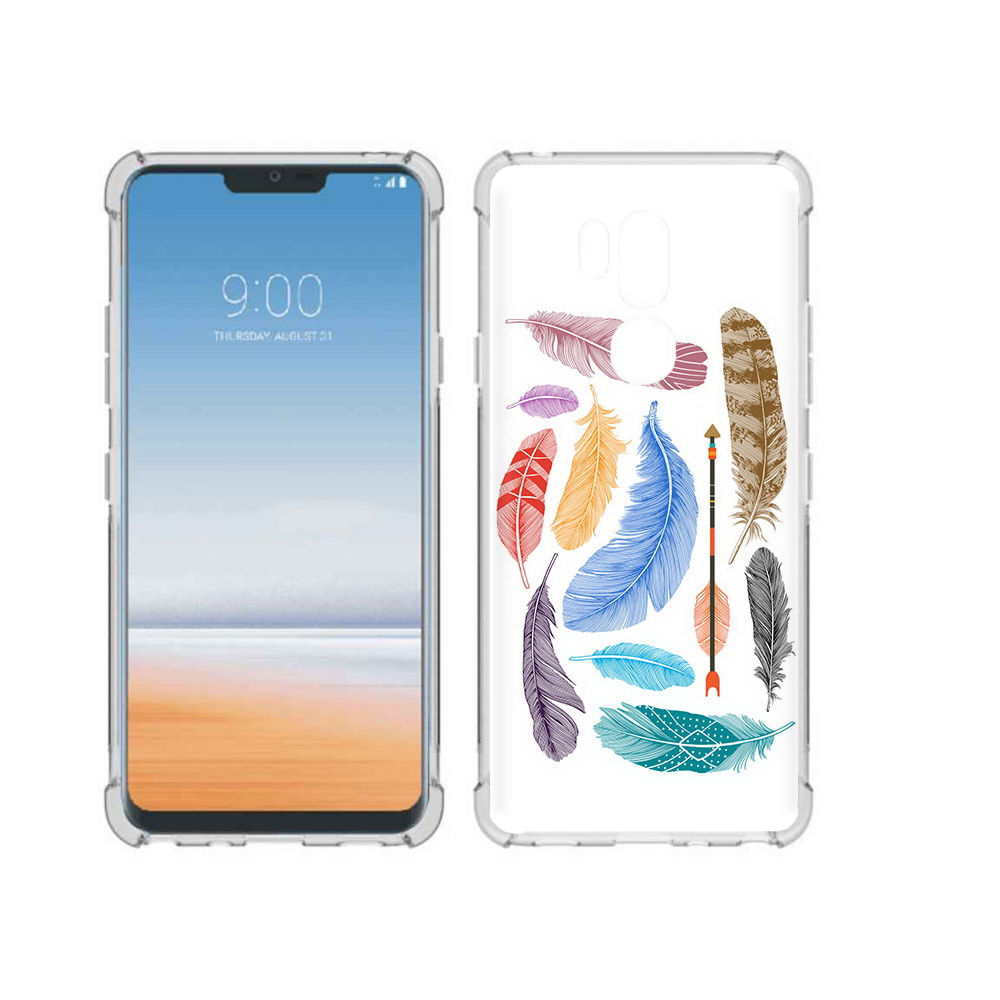 

Чехол MyPads Tocco для LG G7 ThinQ разноцветные перья, Прозрачный, Tocco