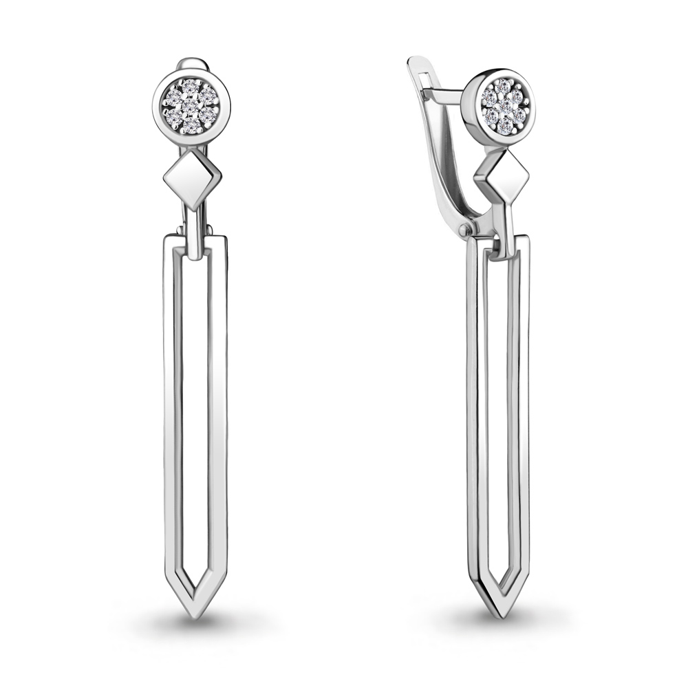 

Серьги подвески из серебра с фианитом Aquamarine 48417А_925_р, 48417А_925_р