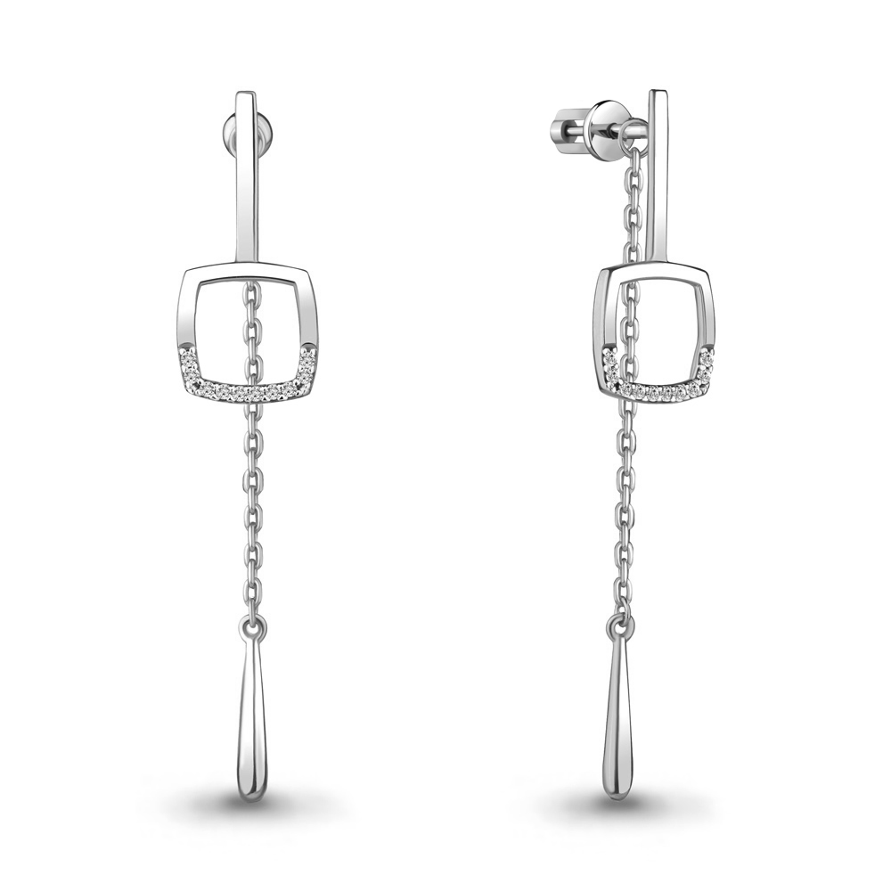 

Серьги джекеты из серебра с фианитом Aquamarine 48419А_925_р, 48419А_925_р