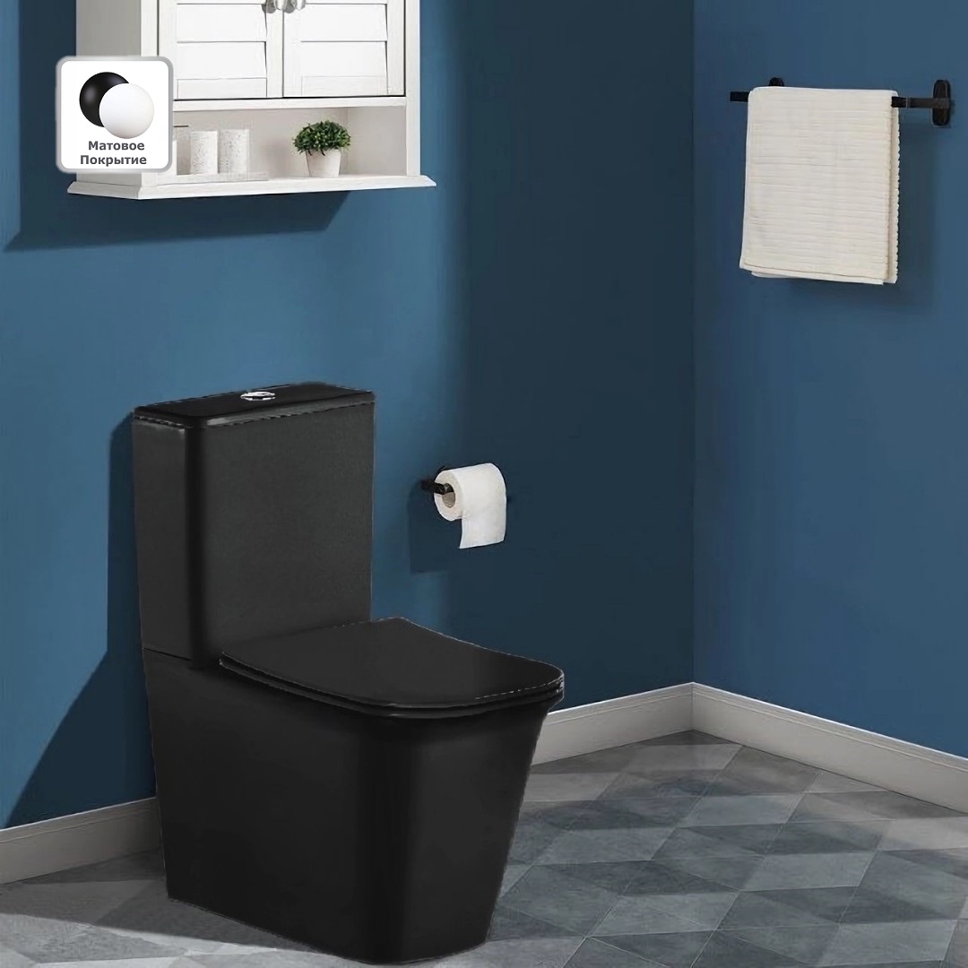 

Унитаз напольный Cerutti SPA ARNO MB безободковый черный матовый 620*345*800, ARNO MB