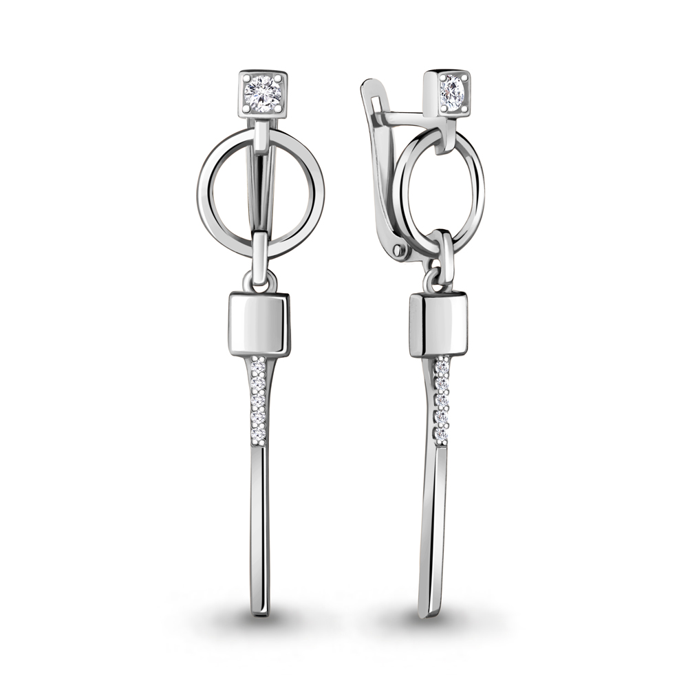 

Серьги подвески из серебра с фианитом Aquamarine 48420А_925_р, 48420А_925_р