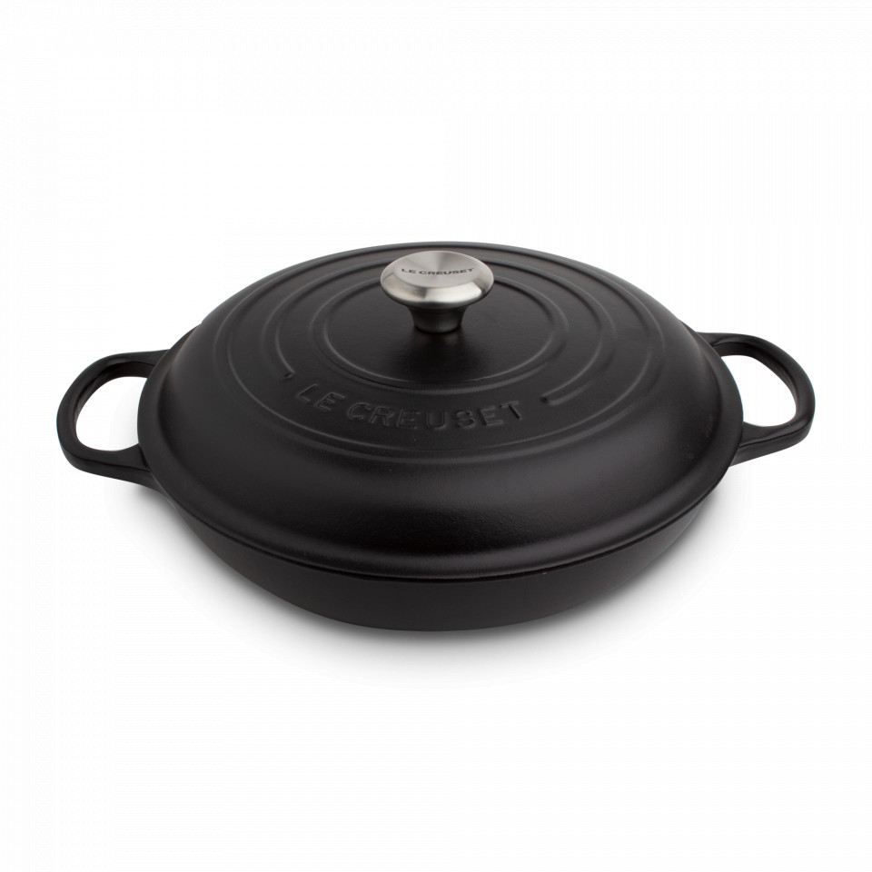 Эмалированная чугунная кастрюля Le Creuset низкая, 3,2 л, 30 см, черный