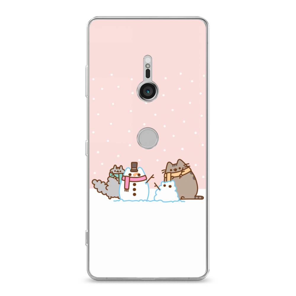 

Чехол на Sony Xperia XZ3 "Котики в снегу", Розовый;белый;серый, 53650-5