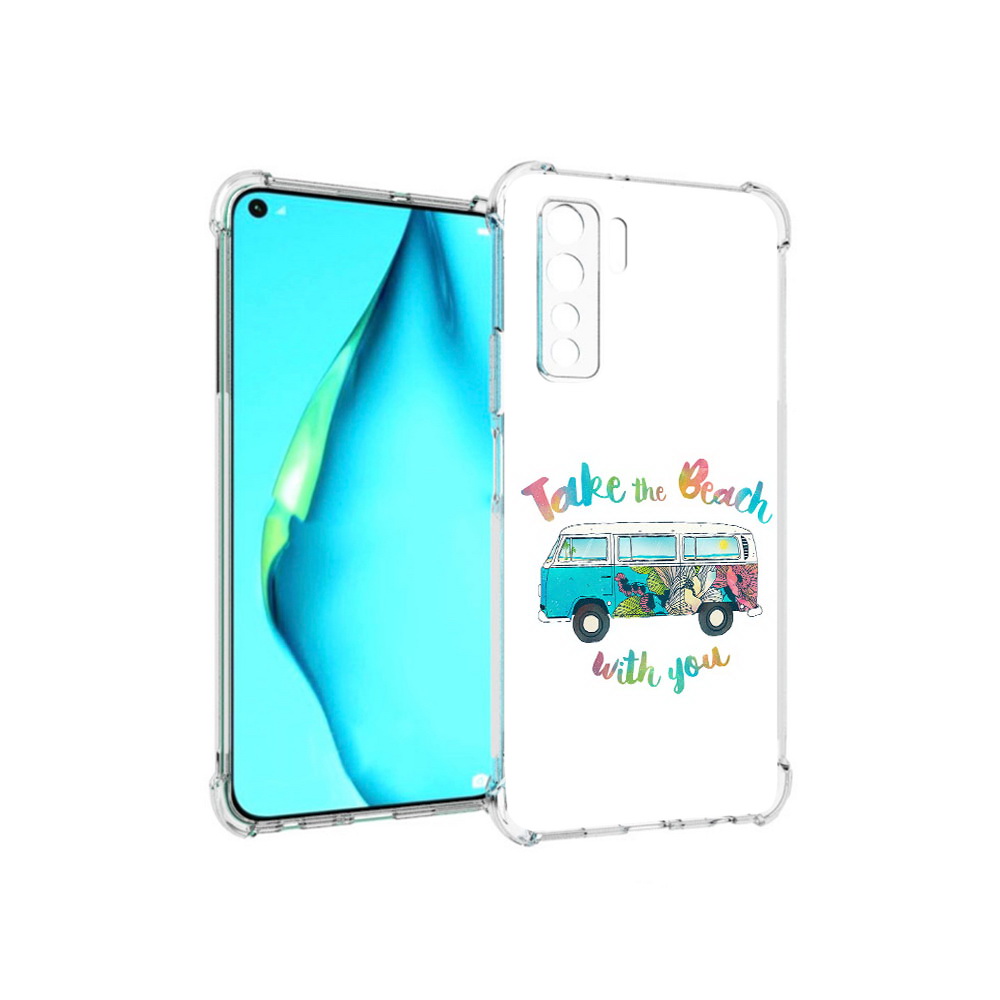 

Чехол MyPads Tocco для Huawei Nova 7 SE Хиппи автобус, Прозрачный, Tocco