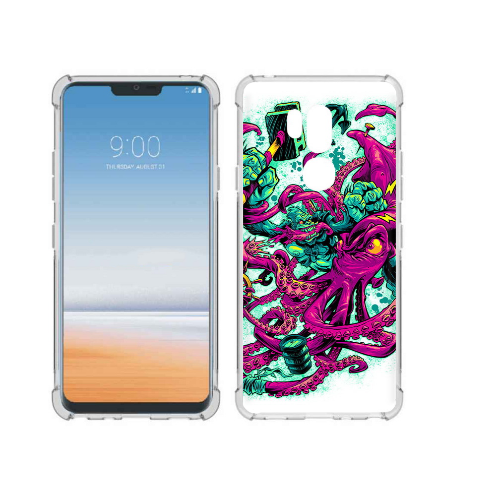 

Чехол MyPads Tocco для LG G7 ThinQ фиолетовый кракен, Прозрачный, Tocco