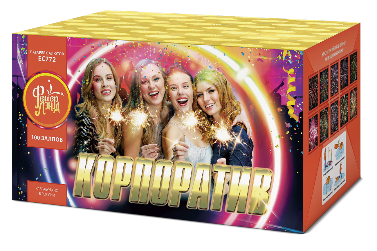 

Фейерверк салют ФейерЛэнд Корпоратив ЕС772, 100 залпов, калибр 1.25, 10 эффектов, ЕС772