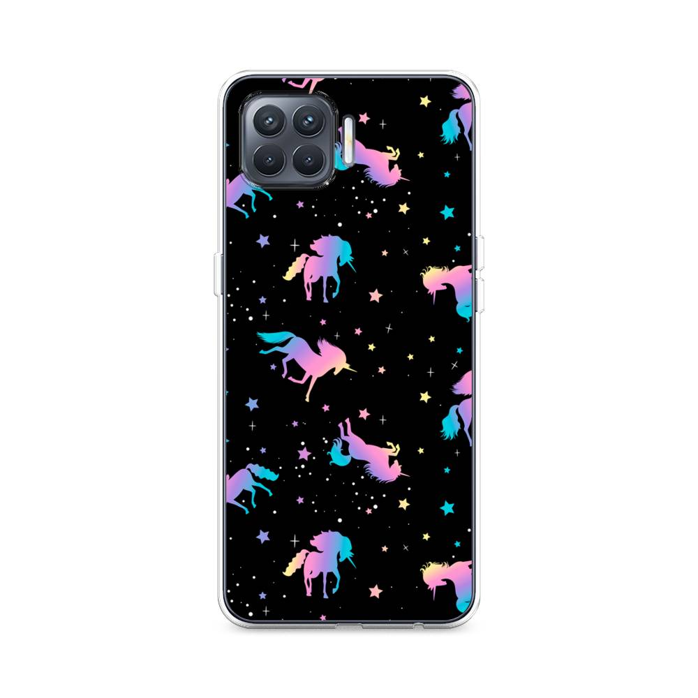 

Чехол для Oppo Reno 4 Lite/A93 "Единороги градиент", Черный;розовый;голубой, 254550-1