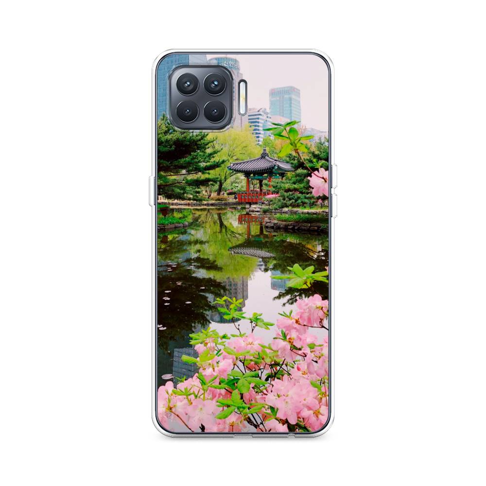 

Чехол для Oppo Reno 4 Lite/A93 "Сакура возле озера", Зеленый;розовый;голубой, 254550-2