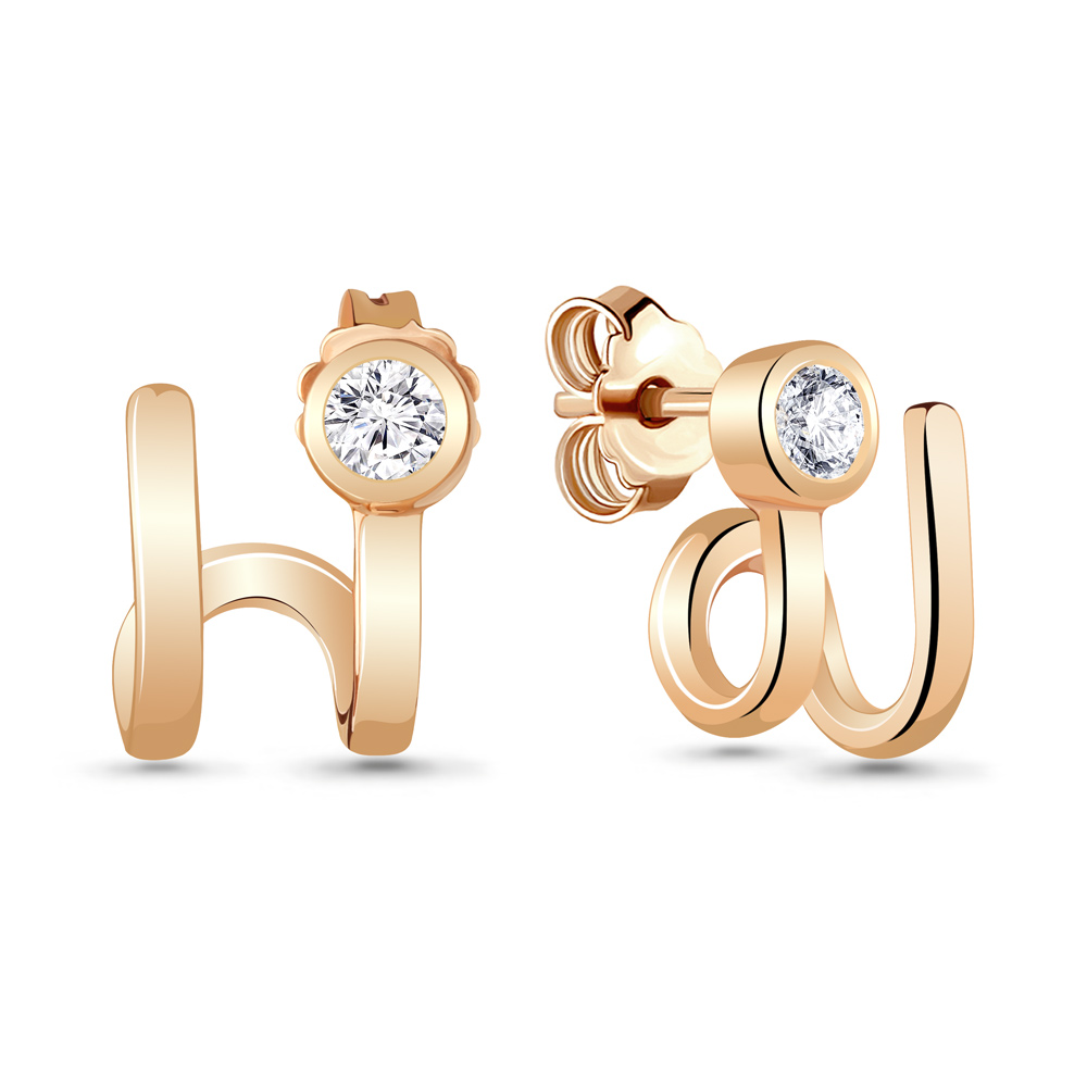 

Серьги каффы из серебра с фианитом Aquamarine 48428А_925_з, 48428А_925_з