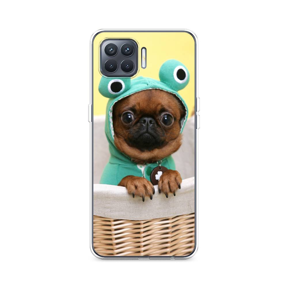 

Чехол для Oppo Reno 4 Lite/A93 "Собачка в шапке лягушки", Коричневый;желтый;голубой, 254550-1