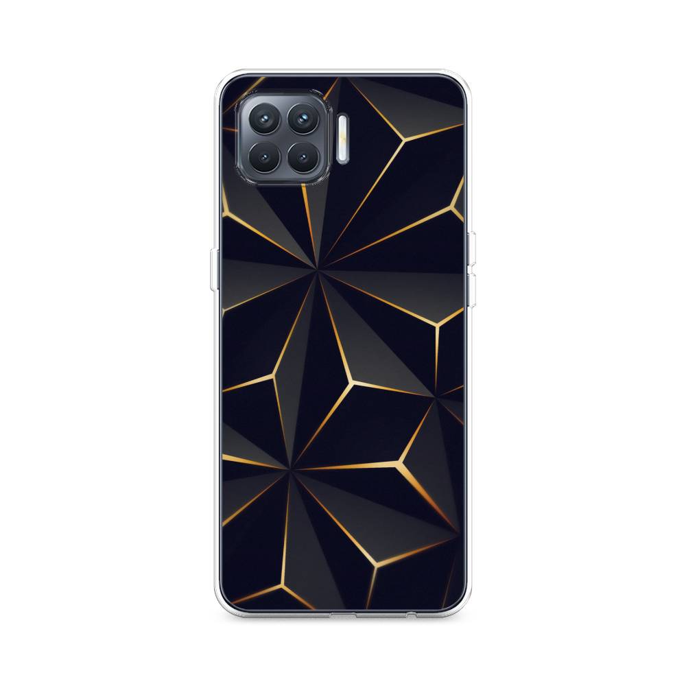 

Чехол для Oppo Reno 4 Lite/A93 "Черные полигоны", Золотистый;черный, 254550-3