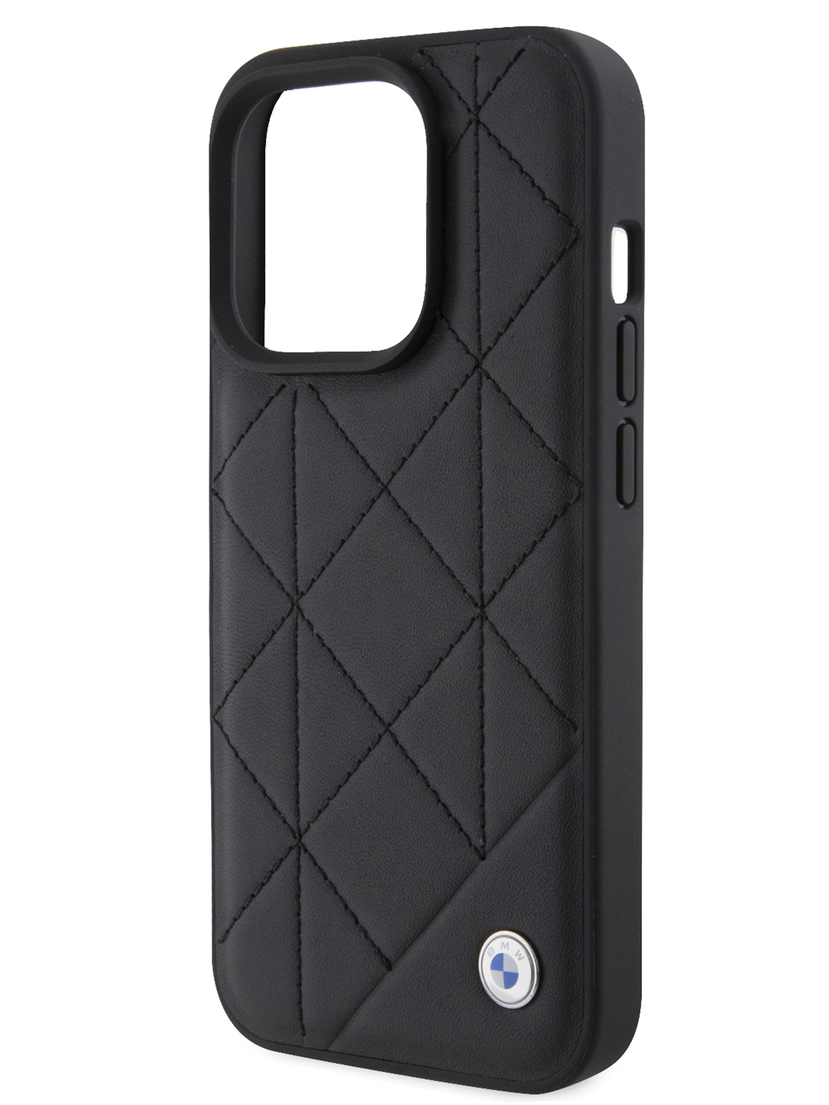 

Чехол BMW для iPhone 15 Pro из натуральной кожи в стеганом оформлении, черный