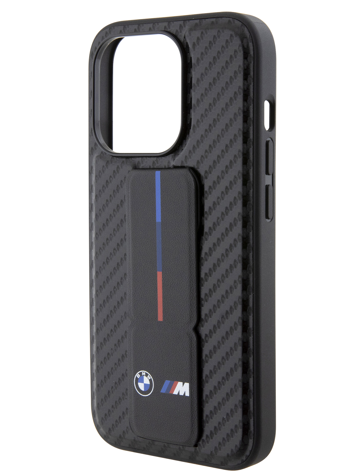 Чехол BMW для iPhone 15 Pro с функцией подставки print Tricolor 600014622685 черный