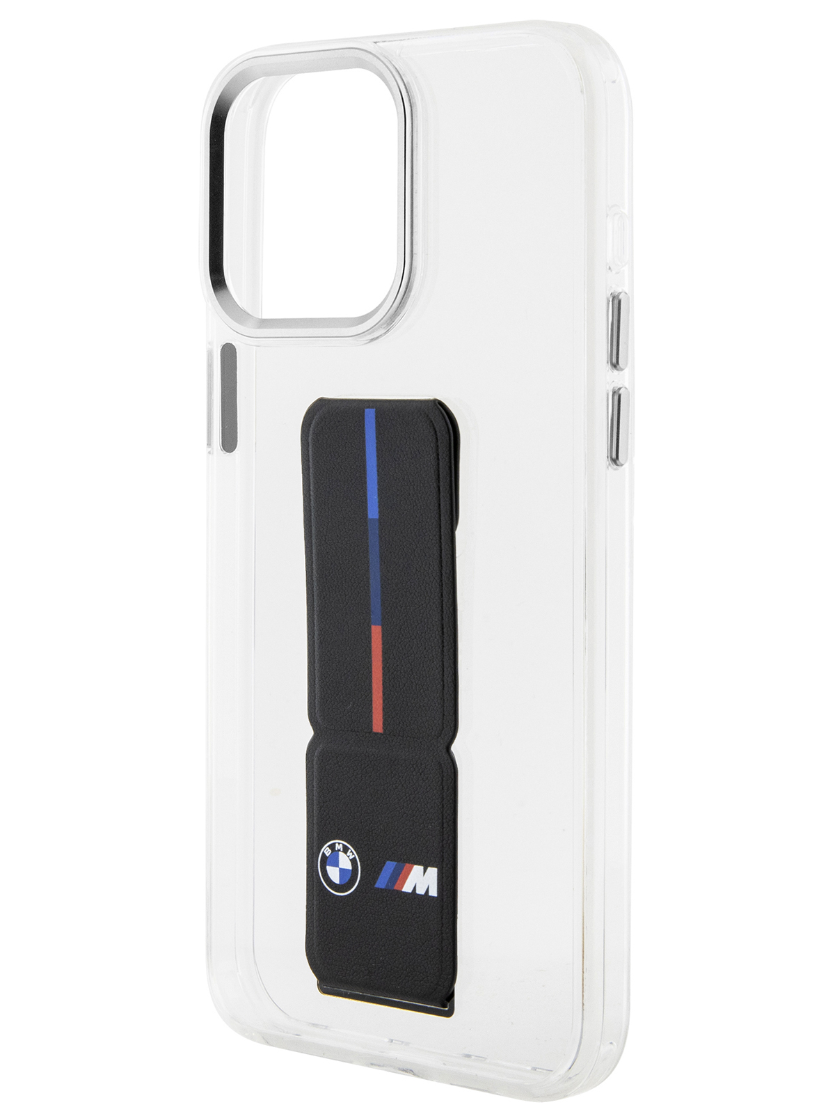 

Чехол BMW для iPhone 15 Pro Max с функцией подставки и принтом Tricolor, прозрачный