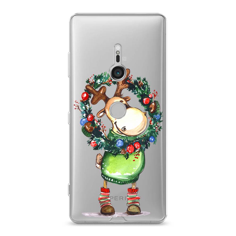 

Чехол на Sony Xperia XZ3 "Олень с новогодним венком", 53650-4