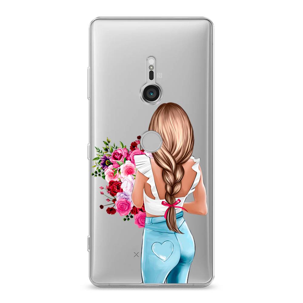 

Чехол на Sony Xperia XZ3 "Девушка с цветами", Коричневый;розовый;голубой, 53650-6