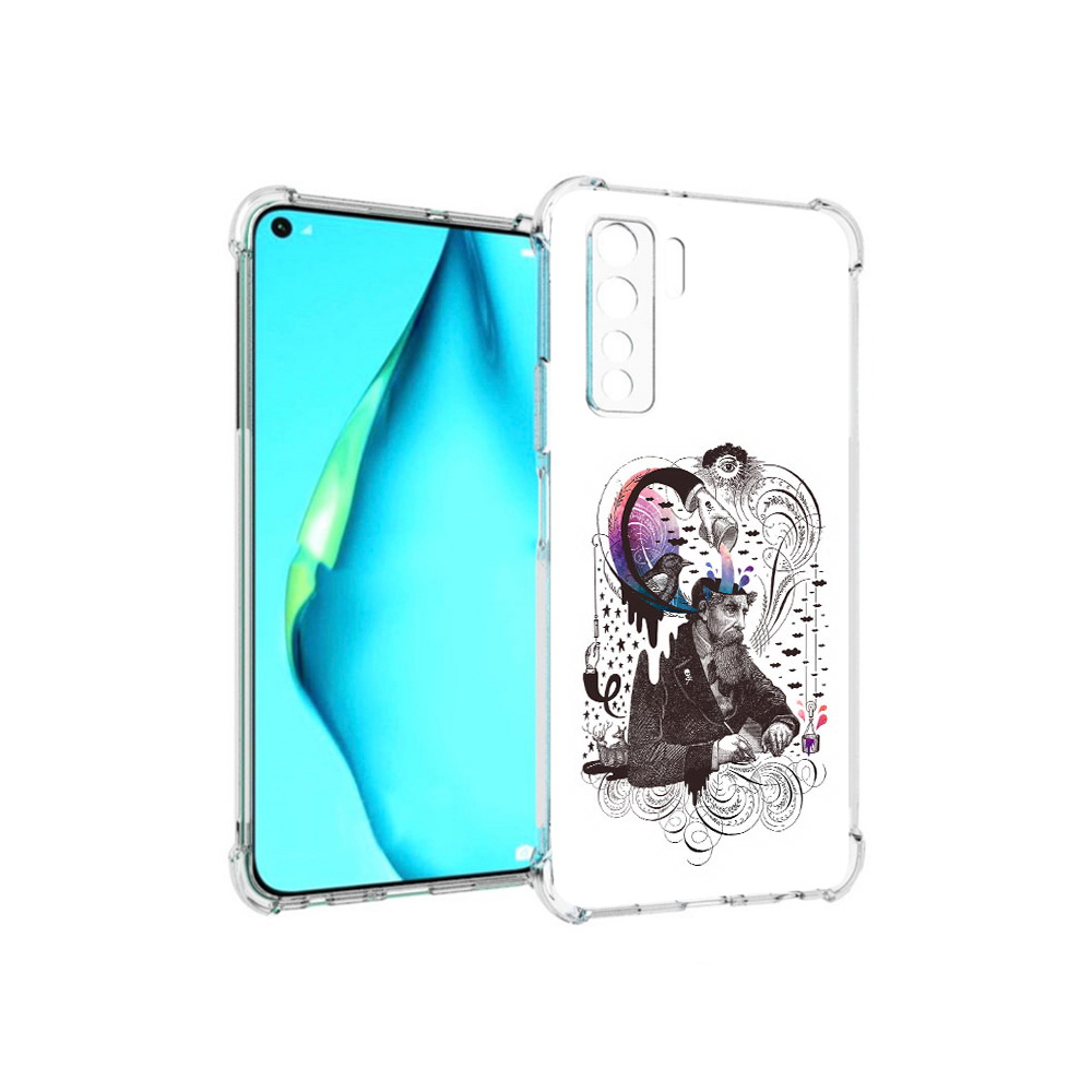 Чехол MyPads Tocco для Huawei Nova 7 SE абстракция думающий мужчина