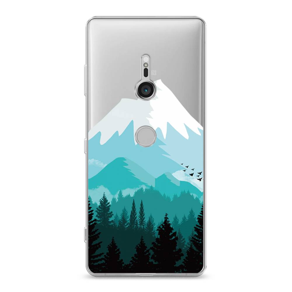 

Чехол на Sony Xperia XZ3 "Синяя снежная гора", Белый;голубой, 53650-2