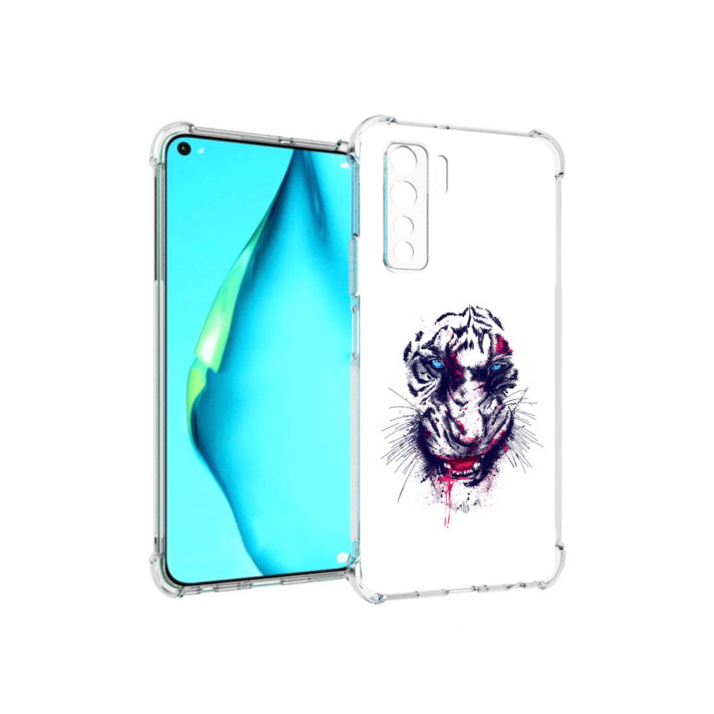 

Чехол MyPads Tocco для Huawei Nova 7 SE безумный тигр, Прозрачный, Tocco