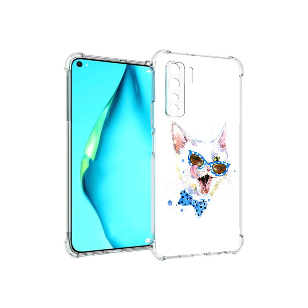 

Чехол MyPads Tocco для Huawei Nova 7 SE белый кот, Прозрачный, Tocco