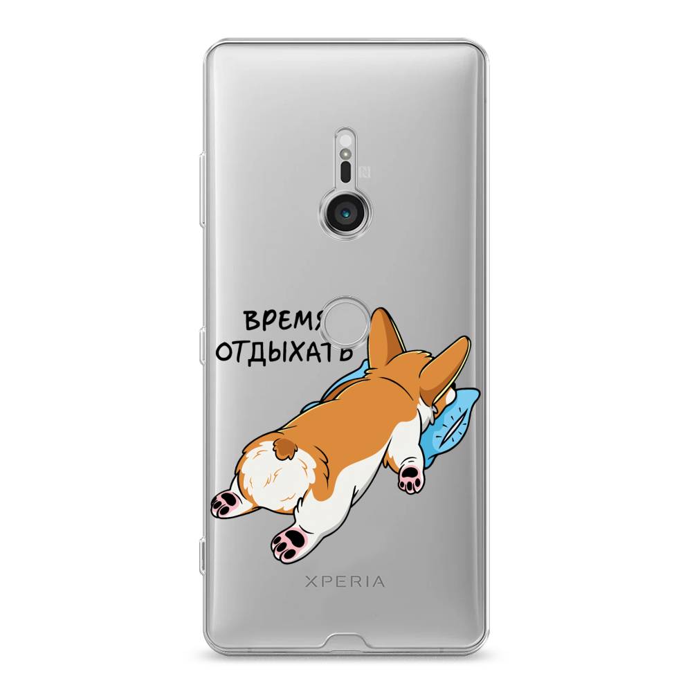 

Чехол на Sony Xperia XZ3 "Корги отдыхает", Черный;коричневый;голубой, 53650-1