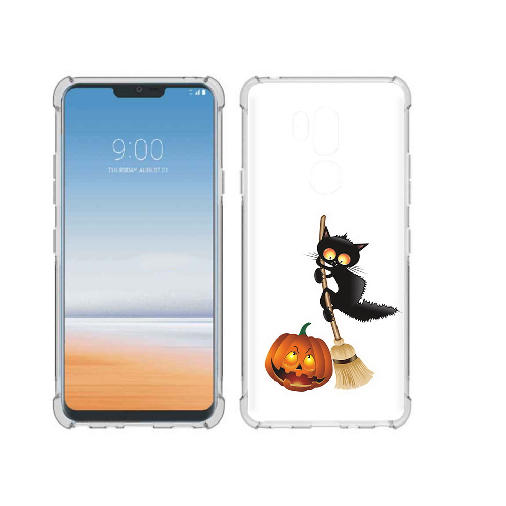 

Чехол MyPads Tocco для LG G7 ThinQ хэлуинский котик, Прозрачный, Tocco