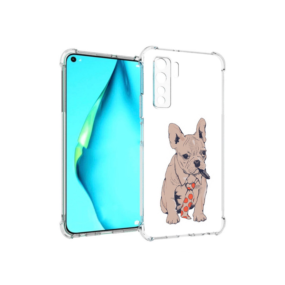 

Чехол MyPads Tocco для Huawei Nova 7 SE бульдог с сигарой, Прозрачный, Tocco