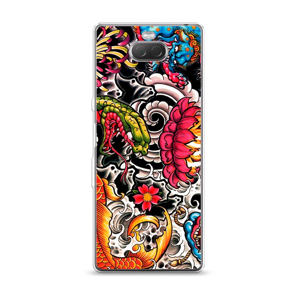 

Чехол на Sony Xperia XA3 "Японское искусство", Красный;оранжевый;голубой, 53750-4