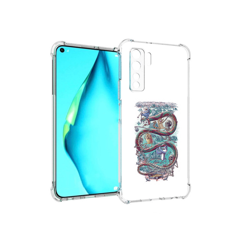 

Чехол MyPads Tocco для Huawei Nova 7 SE время приключений страшилка, Прозрачный, Tocco